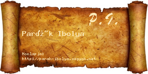 Parák Ibolya névjegykártya